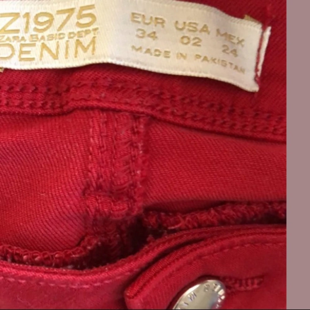 Z1975 Red Mid Rise Stretch Jeans Size 26 EU 34 - Picture 5 of 7